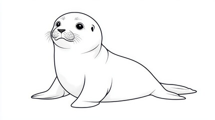 Obraz premium Adorable black and white baby seal with cute expression, resting peacefully