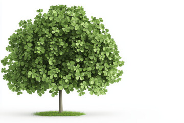 Adorable cartoon 3D clover leaf tree with lush green foliage