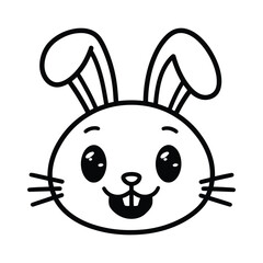 Cute Bunny Face Outline – Adorable Kawaii Rabbit Head Vector Icon