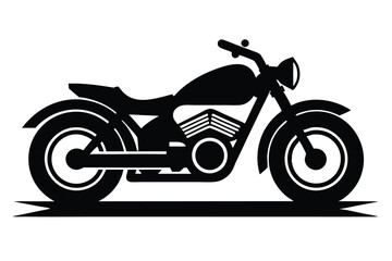 Obraz premium Silhouette vector illustration of a cruiser motorcycle icon on a black and white background