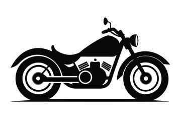 Obraz premium Silhouette vector illustration of a cruiser motorcycle icon on a black and white background