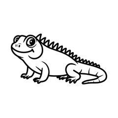 Obraz premium Cute Iguana Outline – Cartoon Reptile Vector Illustration