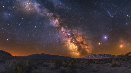 Majestic Milky Way Galaxy over Desert Landscape