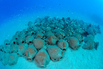 Ancient amphorae underwater Kaş - Turkey