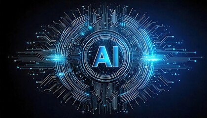 Abstract representation of artificial intelligence with circuit board design.