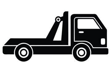 Silhouette vector illustration of a tow truck icon on a black and white background