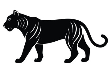 Silhouette vector illustration of a tiger icon on a black and white background