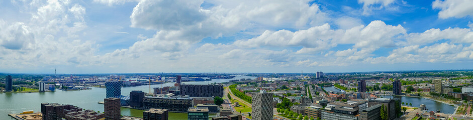 Panorama of Rotterdam Netherlands from above