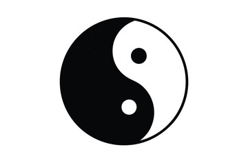 Silhouette vector illustration of a yin-yang symbol icon on a black and white background