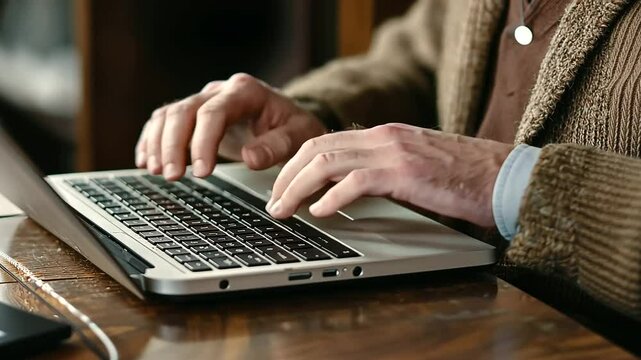 A Writer Immersed in Creative Writing on a Laptop