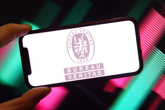 Konskie, Poland - January 16, 2025: Bureau Veritas company logo displayed on mobile phone
