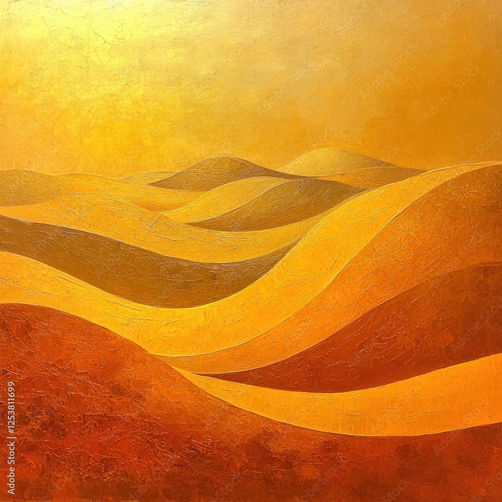 Aufkleber serene abstract landscape of warm textured waves under a golden sky with subtle variations in color 