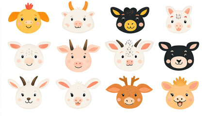 Cute Kawaii Animal Faces Collection