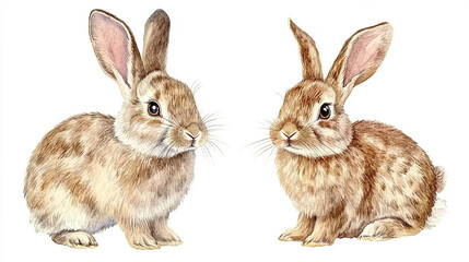 Fototapeta premium Realistic Watercolor Rabbit Illustration