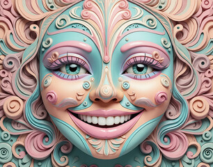 Happy face, art. Author Artist Nadia Russ.