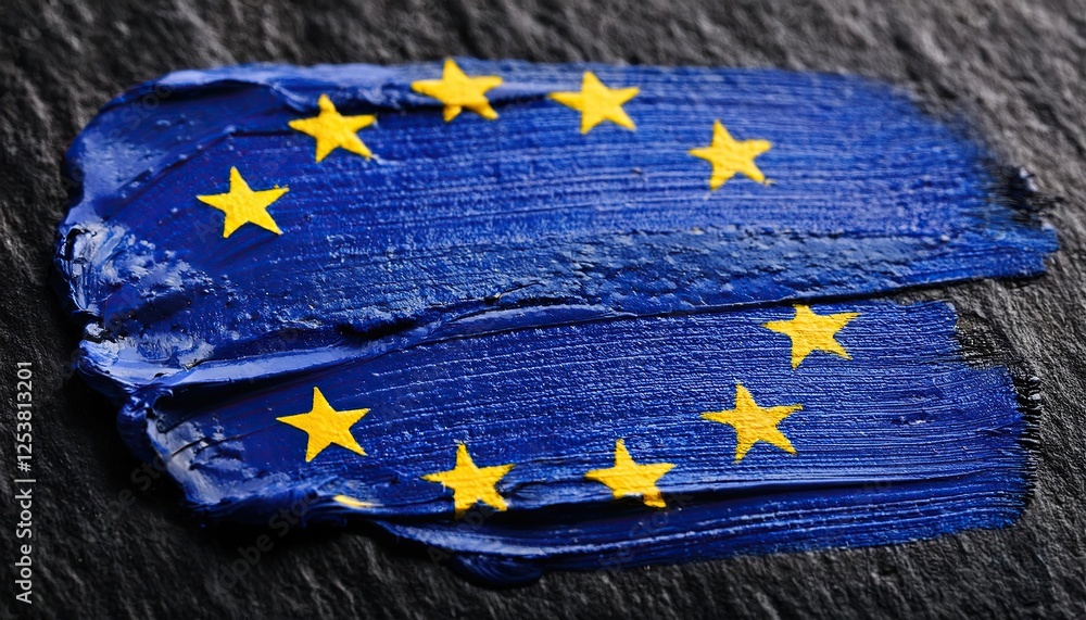 Poster european union flag painted on canvas