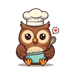 Cute Owl Waving Hand Cartoon Vector Icon Illustration. Animal Nature Icon Concept Isolated Premium