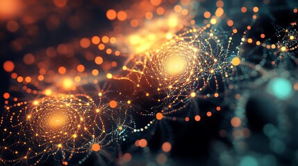 Abstract swirling light patterns create a cosmic nebula