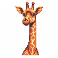 Obraz premium colorful illustration with a giraffe's head on white background. print, design, postcard. Pixel art