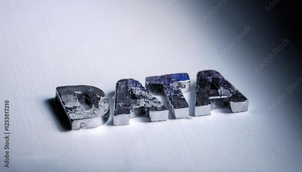 Poster data representation through textured metallic letters