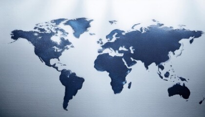 World Map Design with Blue and Gray Tones for Modern Decor