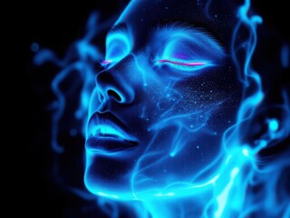Futuristic Cyber Woman with Glowing Blue Energy"