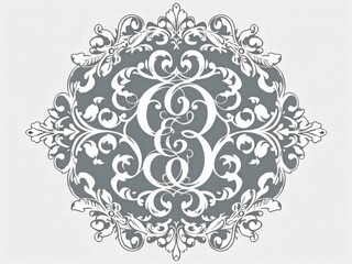Elegant Ornamental Frame with Floral Design and Central Monogram