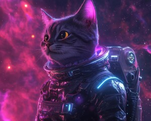 Cute Space Cat Dressed in Astronaut Suit Created with Advanced Technology