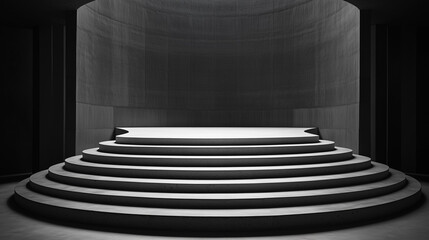 Tiered concrete steps in a minimalist space