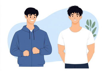 A cartoon of two men smiling at the camera