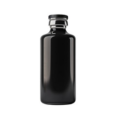 A black glass bottle  on transparent background