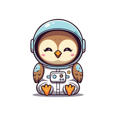 Cute Owl Waving Hand Cartoon Vector Icon Illustration. Animal Nature Icon Concept Isolated Premium