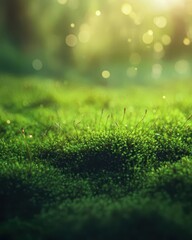 Naklejka premium Enchanted Forest Moss Texture Background with Luminescent Glow for Fantasy and Nature Themes