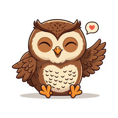 Cute Owl Waving Hand Cartoon Vector Icon Illustration. Animal Nature Icon Concept Isolated Premium