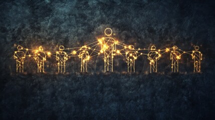 Obraz premium A glowing chart with connected lines forming a banner, symbolizing collaborative teamwork and business organization