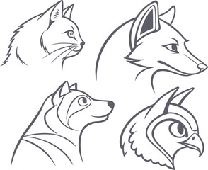 Obraz premium Premium Vector | Halloween Animal vector Art set of fox icons