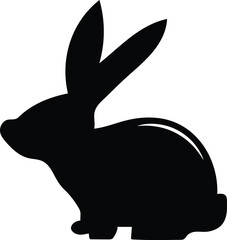 Simple Black Silhouette  Rabbit, vector art on white background