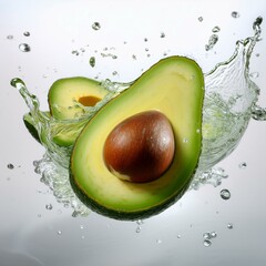avocado slices and water splash