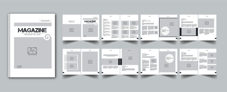 Natural Magazine Template layout cover page with 16 page design concept