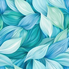 Seamless floral watercolor pattern in light blue and turquoise leaves background. Watercolour paint brush texture for banner, wedding invite, card, flyer, wrapping paper.