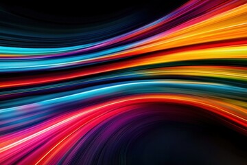 Obraz premium Colorful abstract light trails on dark background, ideal for digital art projects
