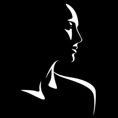 vector black and white illustration of a beautiful female face formed by a shadow. useful for advertising products for women, beauty salons, decorative and care cosmetics, logo, print, poster, design