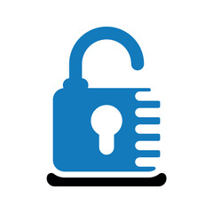 Open lock security icon.