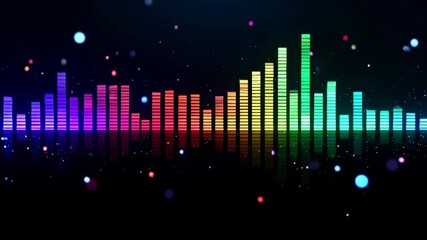 Digital equalizer with vibrant bar. Futuristic music visualization. Dynamic sound wave for tech and entertainment. Modern design for poster, flyer, and banner.
