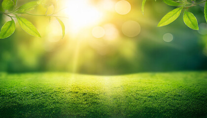 Fototapeta premium sunlight with abstract blurred green nature background