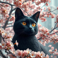 cat and flowers
