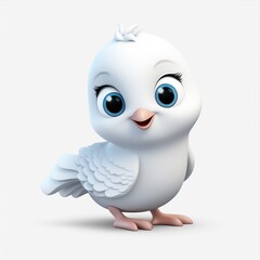 Obraz premium Cheerful baby duckling with wide smile, radiating innocent joy against soft background, suitable for child focused design projects