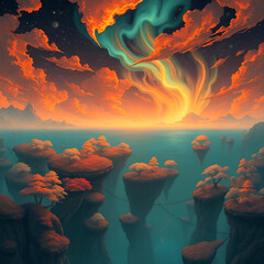 tropical island in the ocean