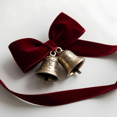 christmas bells with red ribbon