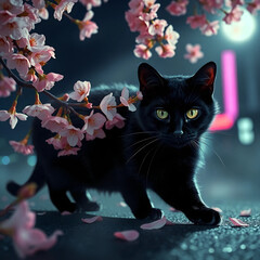 black cat on the tree